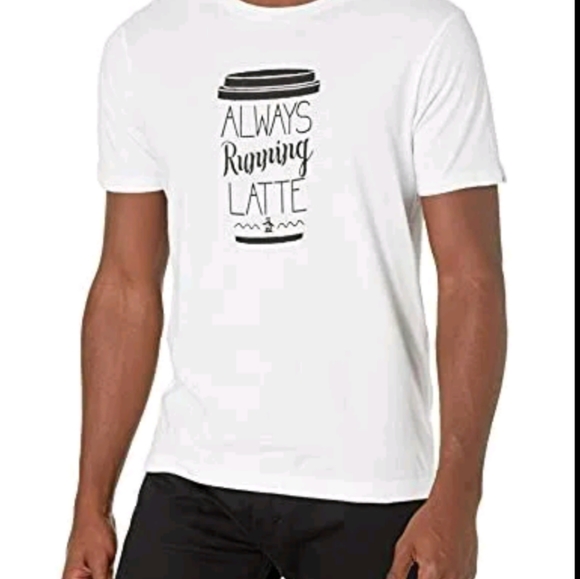 Always Running Latte Late White Penguin Men's T Shirt Coffee Humor Graphic XXL